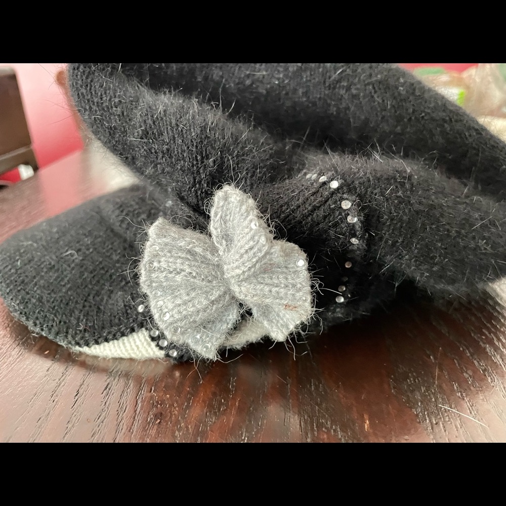 Wool elastic black/gray loose top hat